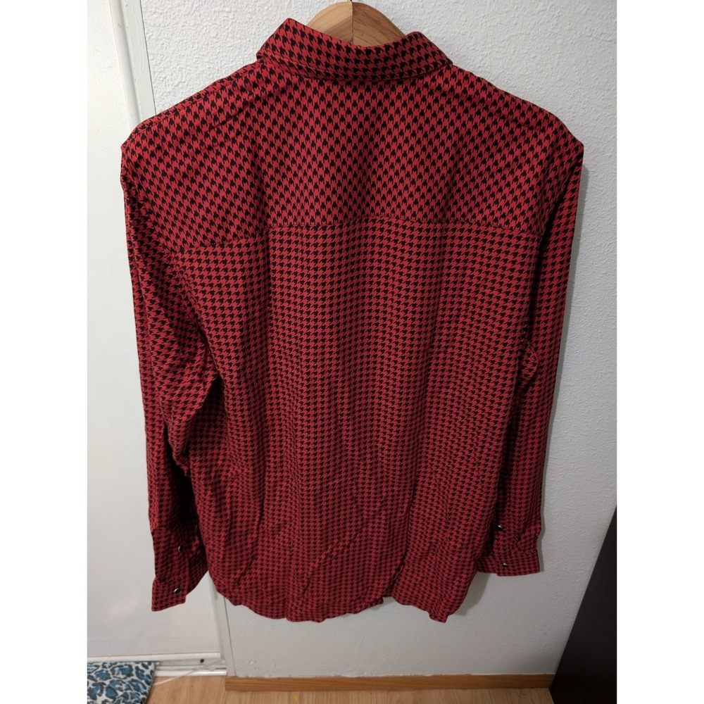 The Kooples Paris Mens Black and Red Houndstooth Shirt Snap Buttons M NWT - Picture 3 of 11
